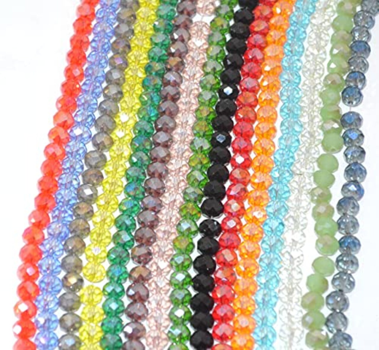 Faceted Glass Crystal Beads1350 Pieces Strands Briolette Rondelle Crystal Beads Spacer for Jewelry Making 15 Colors 6MM